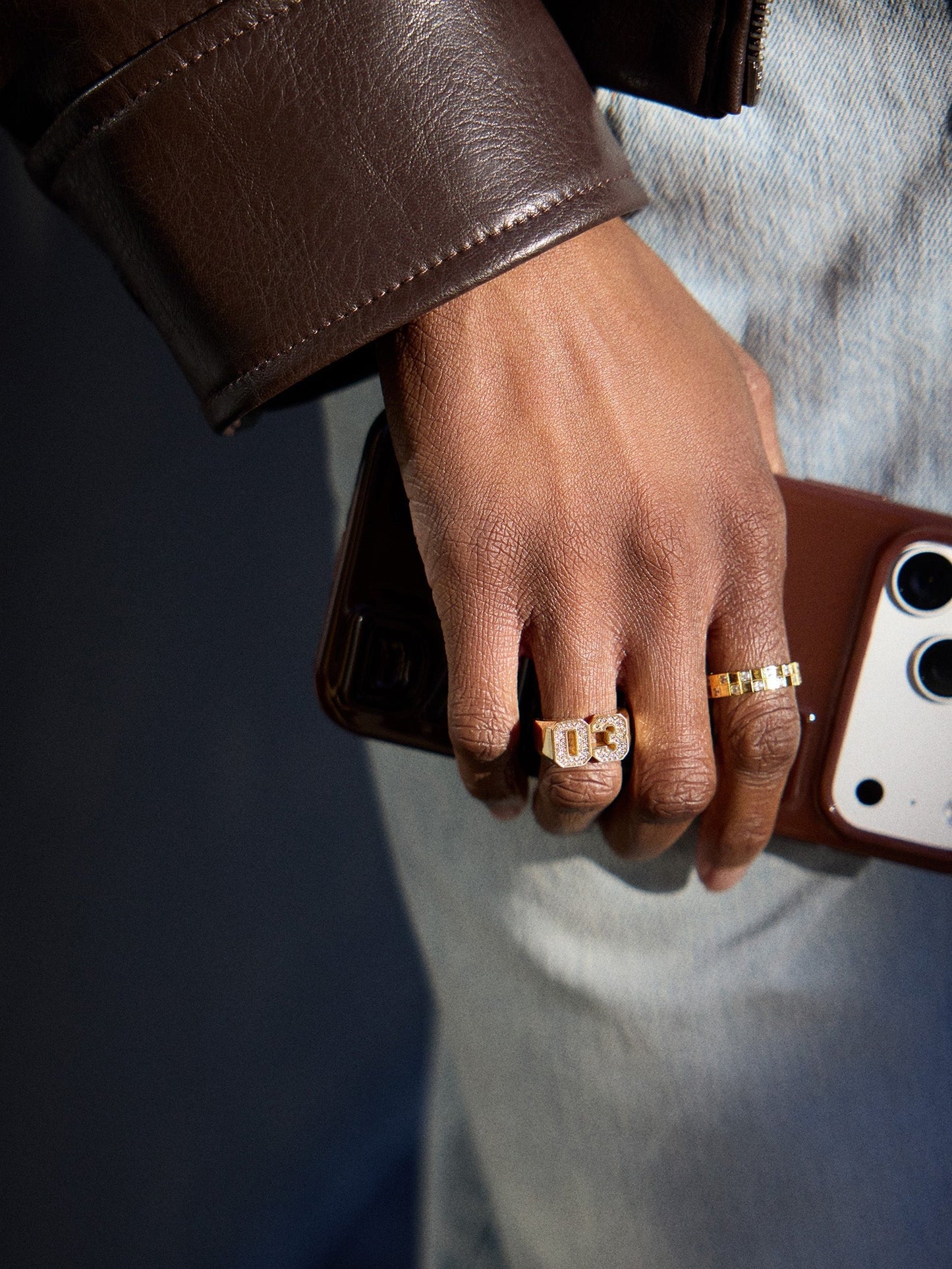 Varsity Number Custom Ring - Silver/Pavé