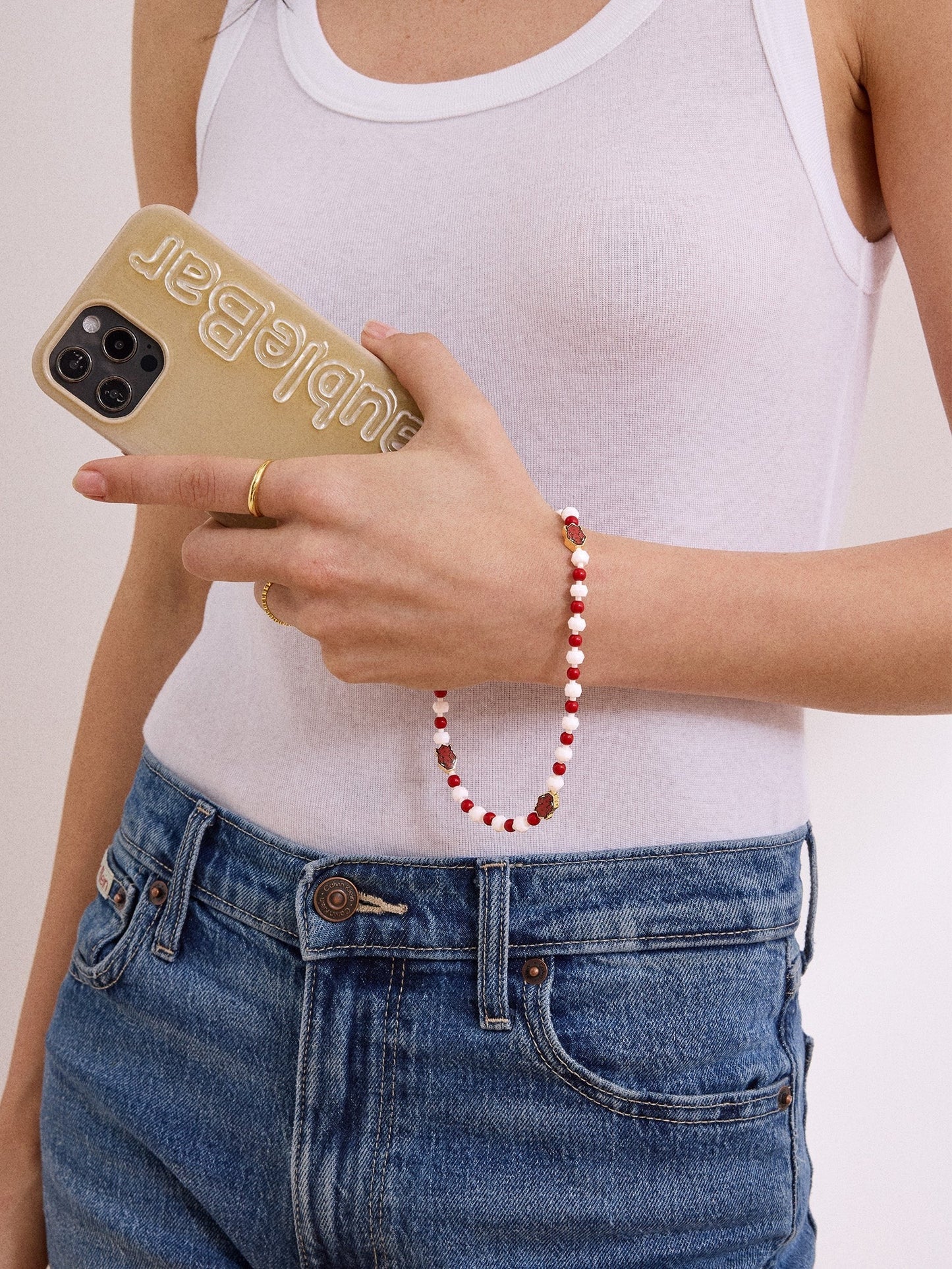 University of Arkansas Beaded Phone Charm - University of Arkansas