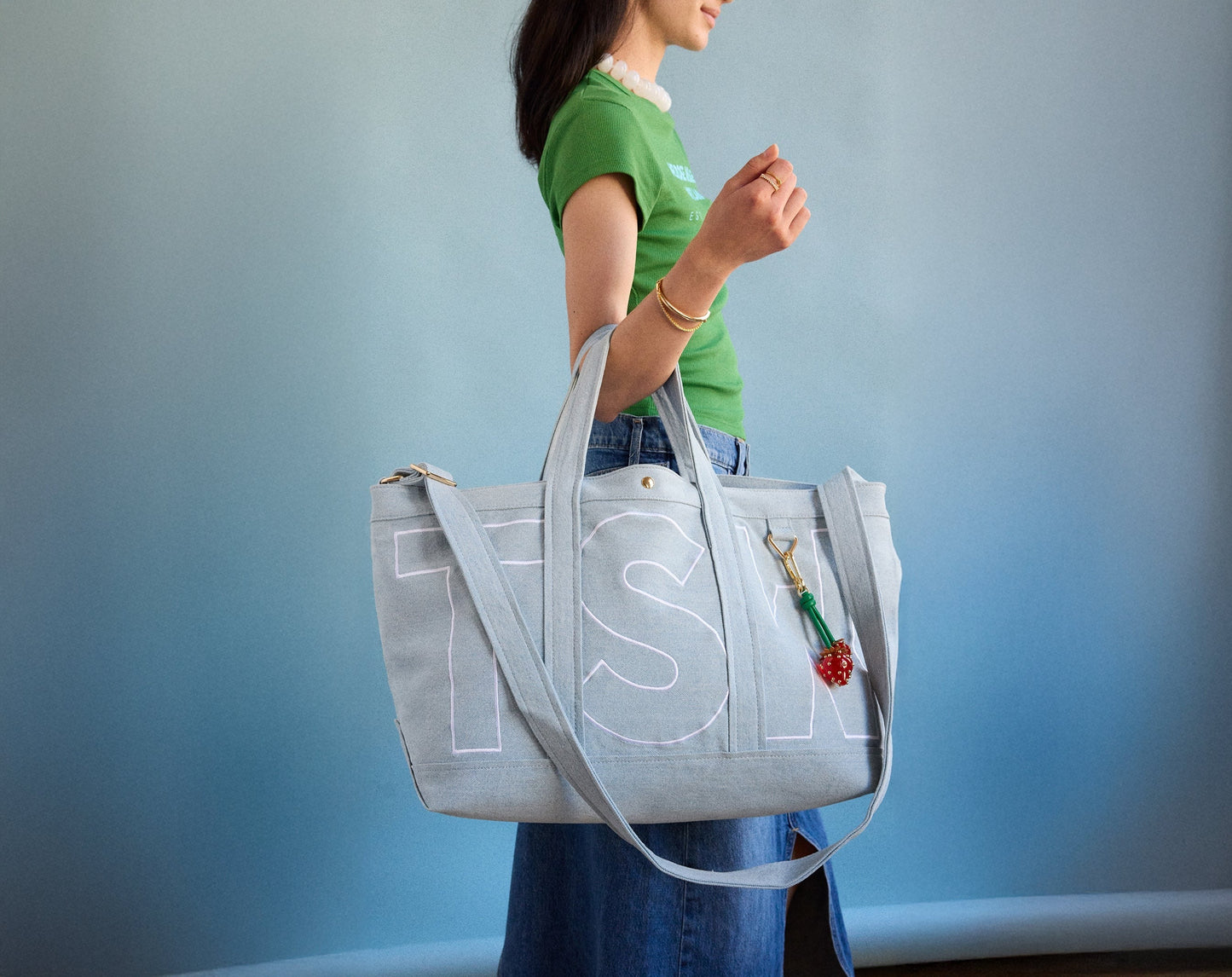 Solid Custom Alpha Tote - Blue Denim