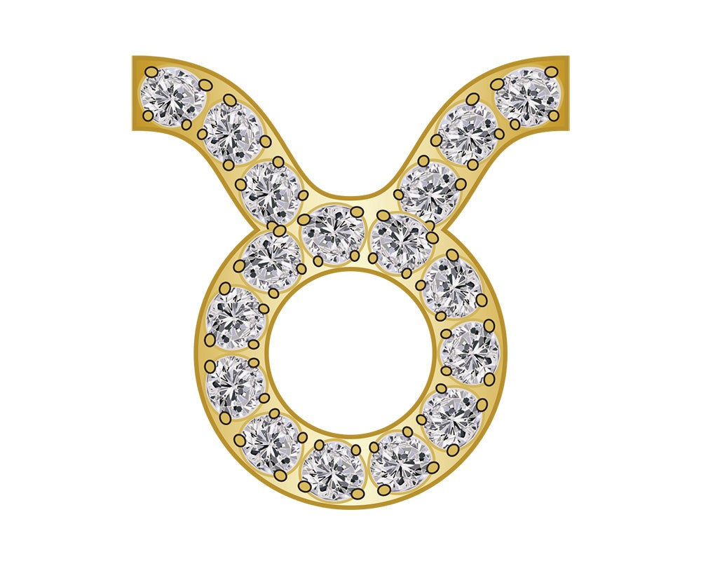 Taurus Mini Zodiac Icon - Pavé/Gold