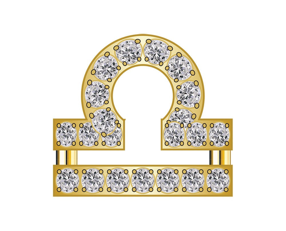 Libra Mini Zodiac Icon - Pavé/Gold