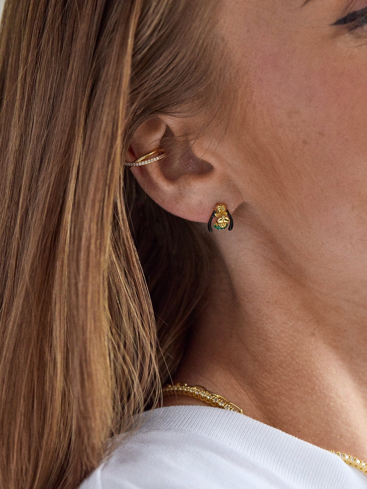 Disney Pluto 18K Gold Plated Sterling Silver Crystal Studs - Pluto