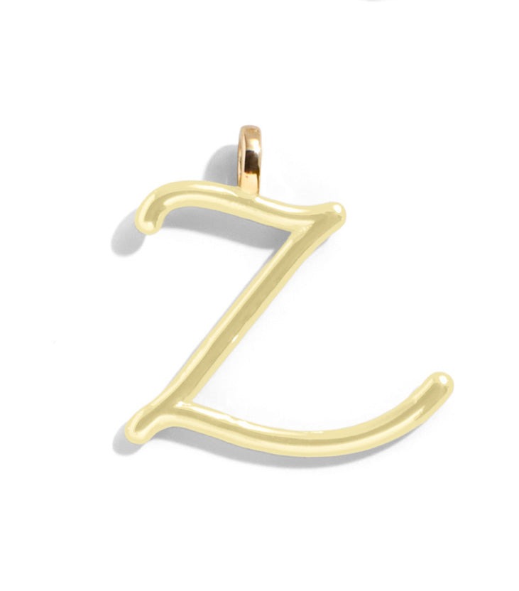 Custom Butter Yellow Enamel Script Letter Charm - Z