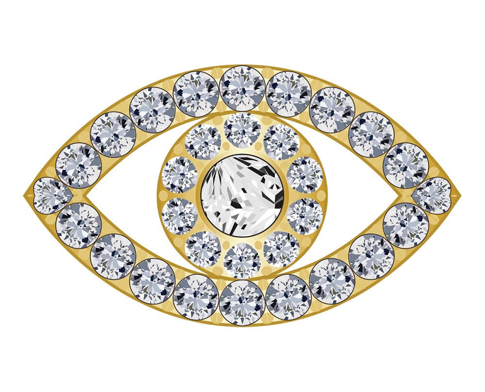 Mini Evil Eye Icon - Clear/Gold