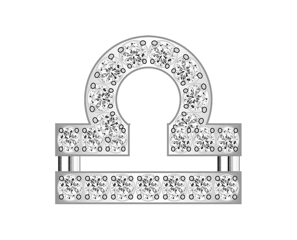 Libra Zodiac Icon - Pavé Silver