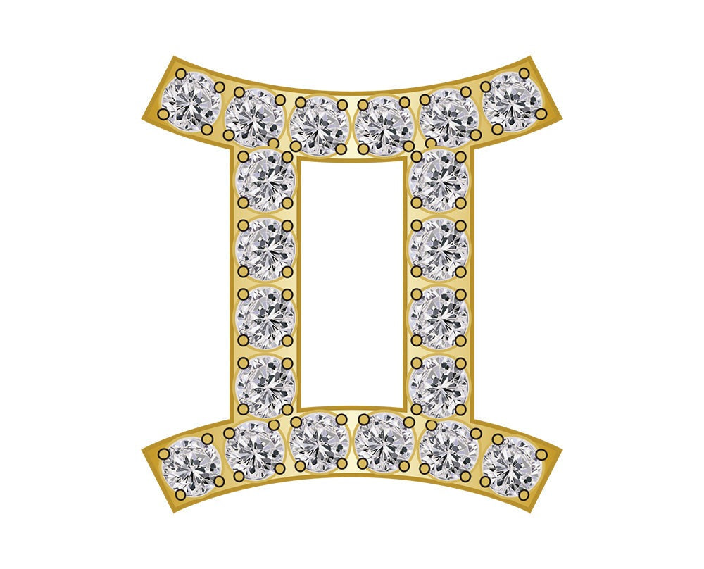 Gemini Zodiac Icon - Pavé Gold