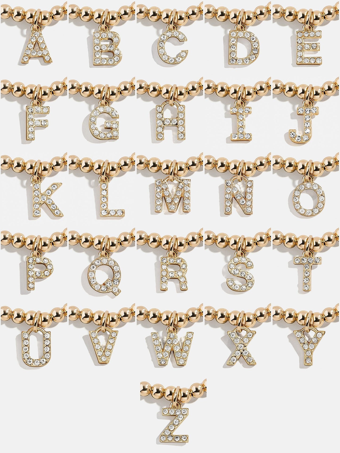 Gold/Pavé Dangle Charm Initial Pisa Bracelet - X