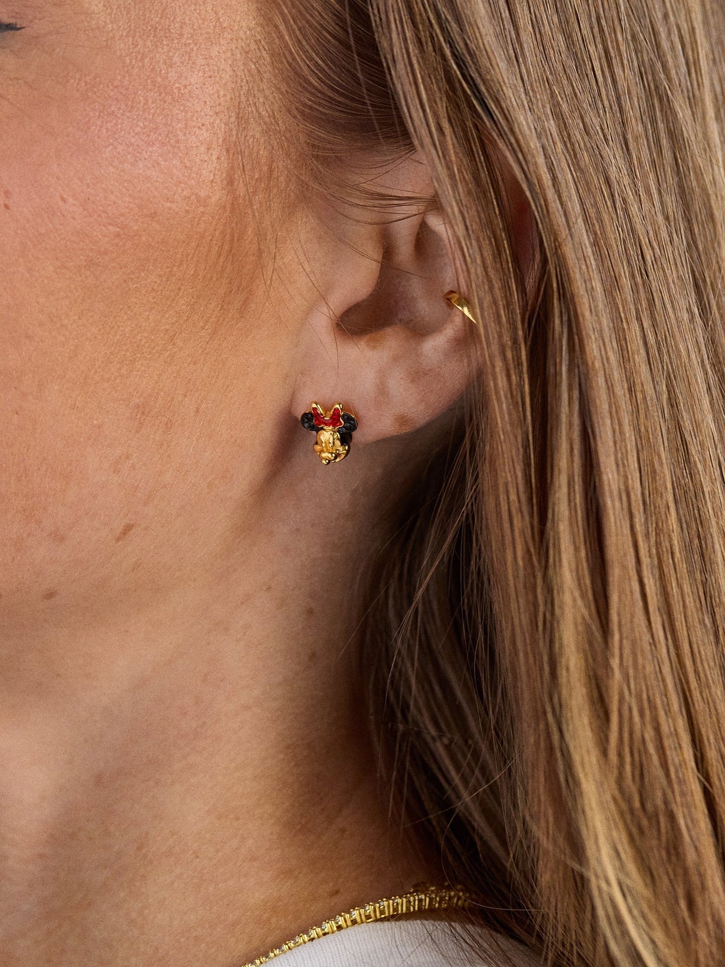 Disney Minnie Mouse 18K Gold Plated Sterling Silver Crystal Studs - Minnie Mouse