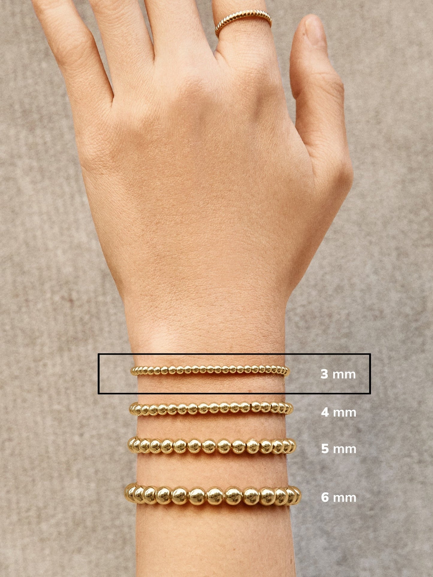Gold Pisa Bracelet - 3MM Beads