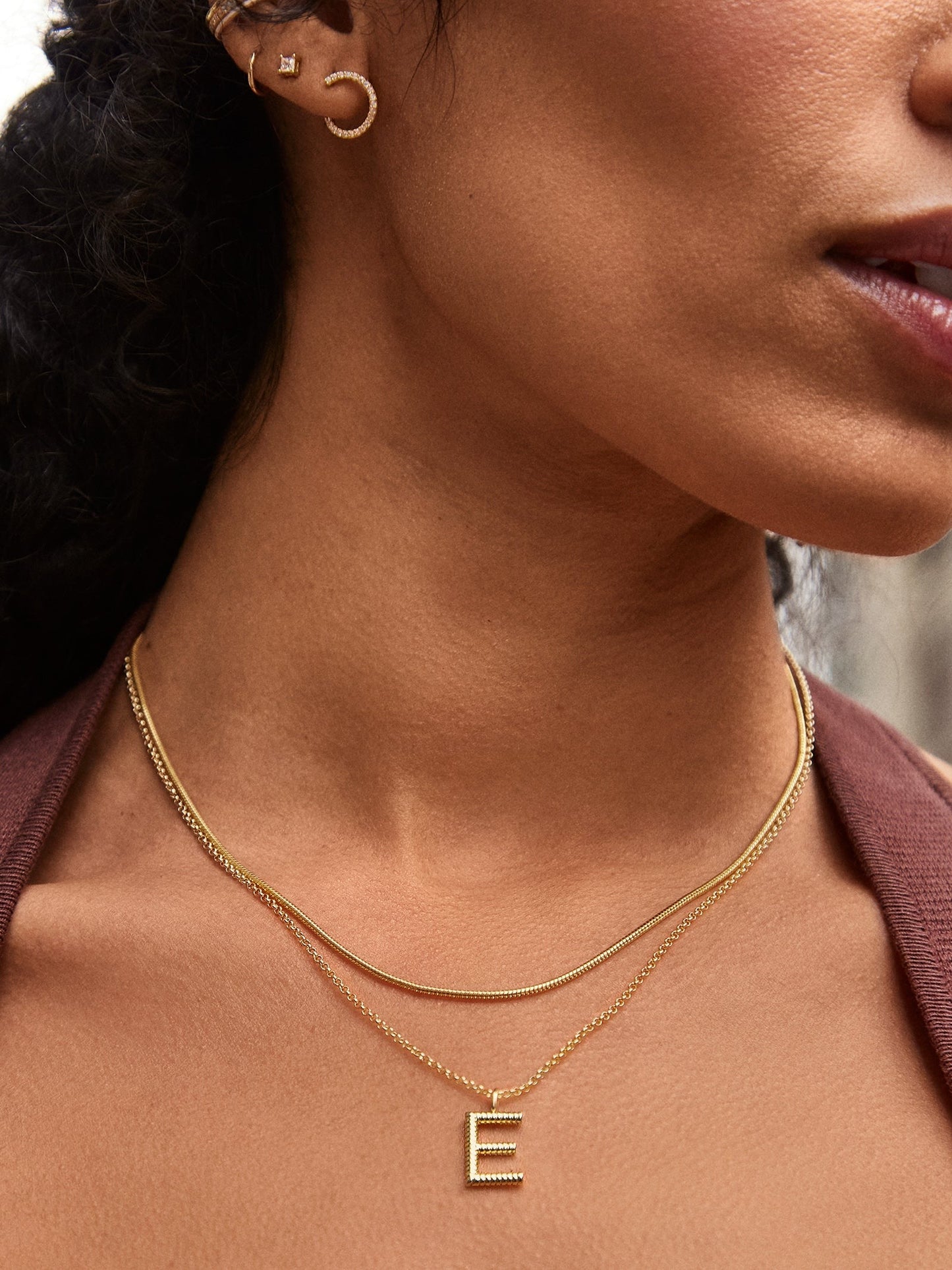 Classic Initial Necklace - Ribbed Initial