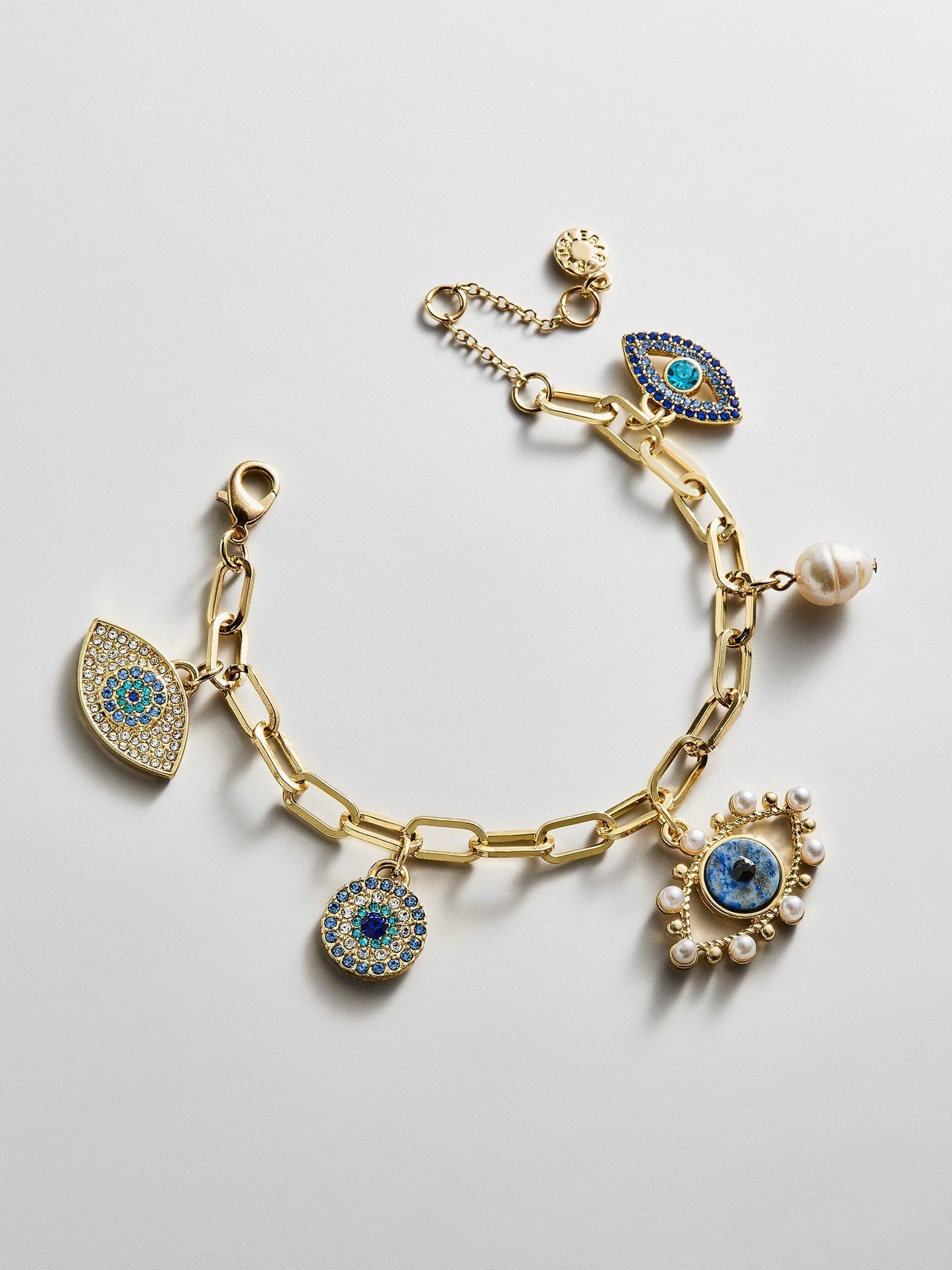 Evil Eye Charm Bracelet - Gold/Blue