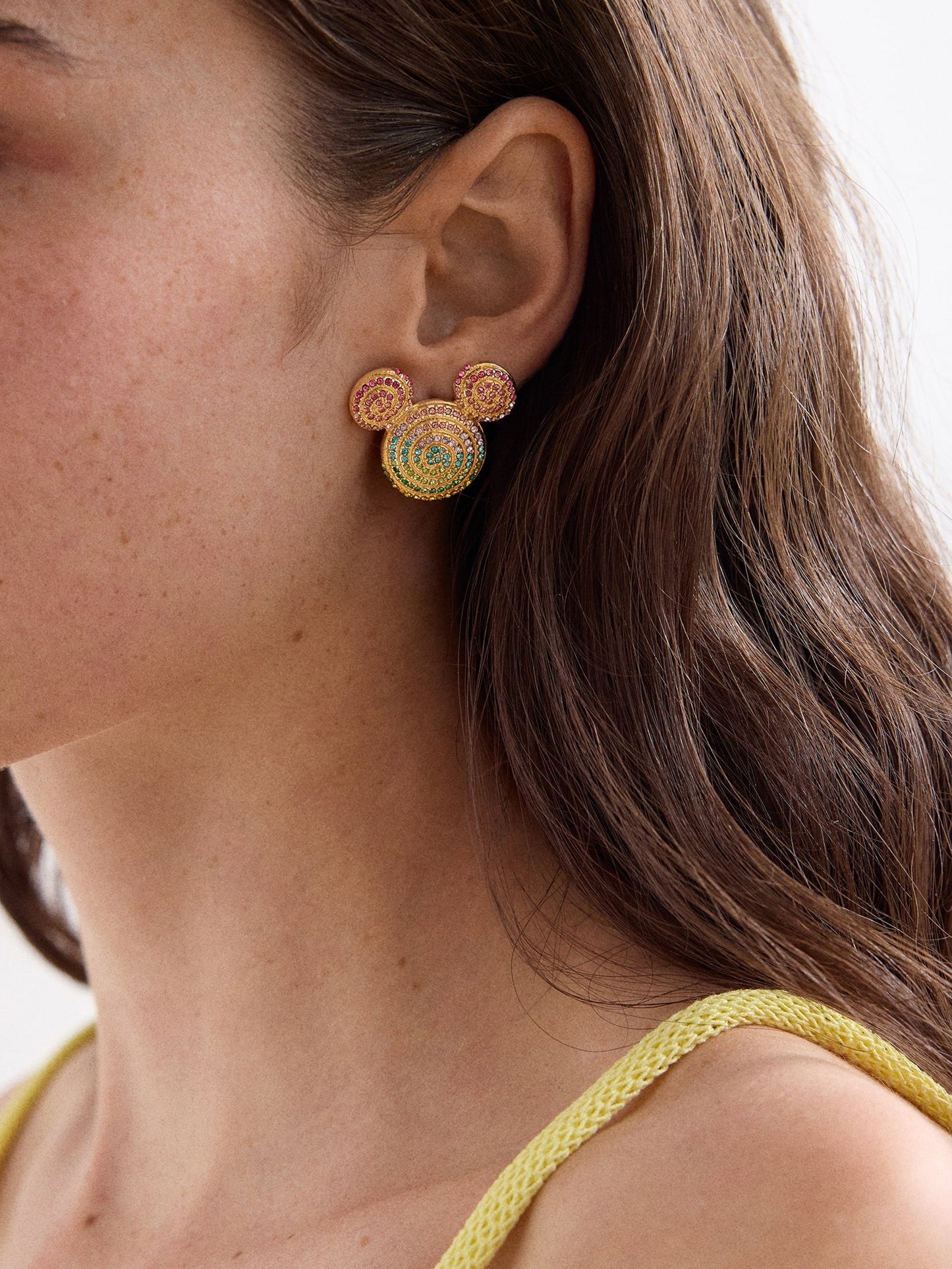 Disney Mickey Mouse Spiral Earrings - Gold/Multi