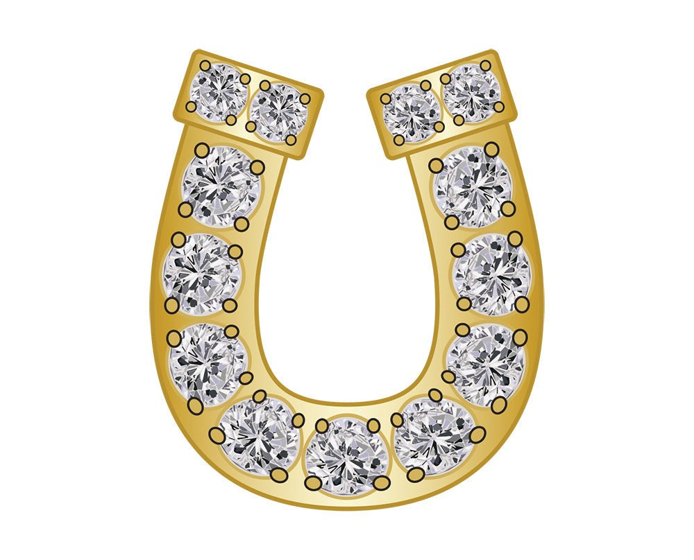Mini Horseshoe Icon - Clear/Gold