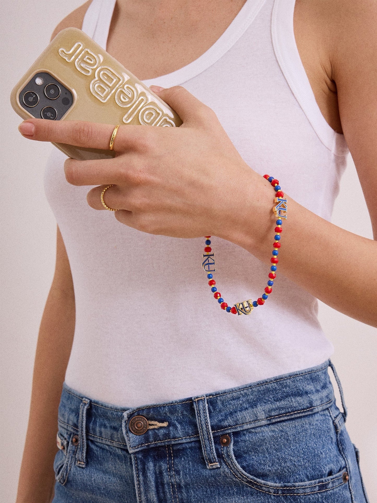 University of Kansas Beaded Phone Charm - University of Kansas