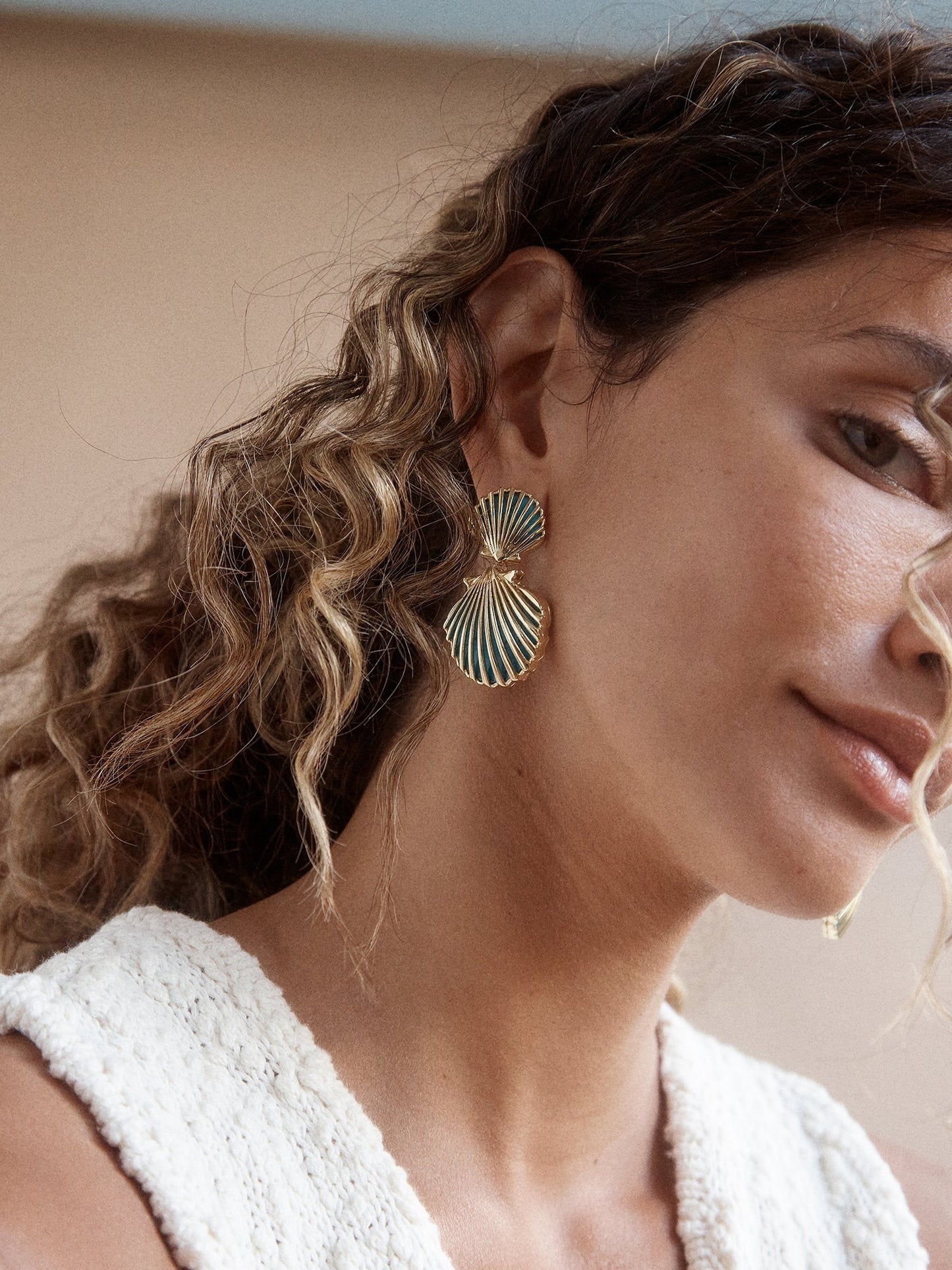 Marni Seashell Earrings - Gold/Turquoise