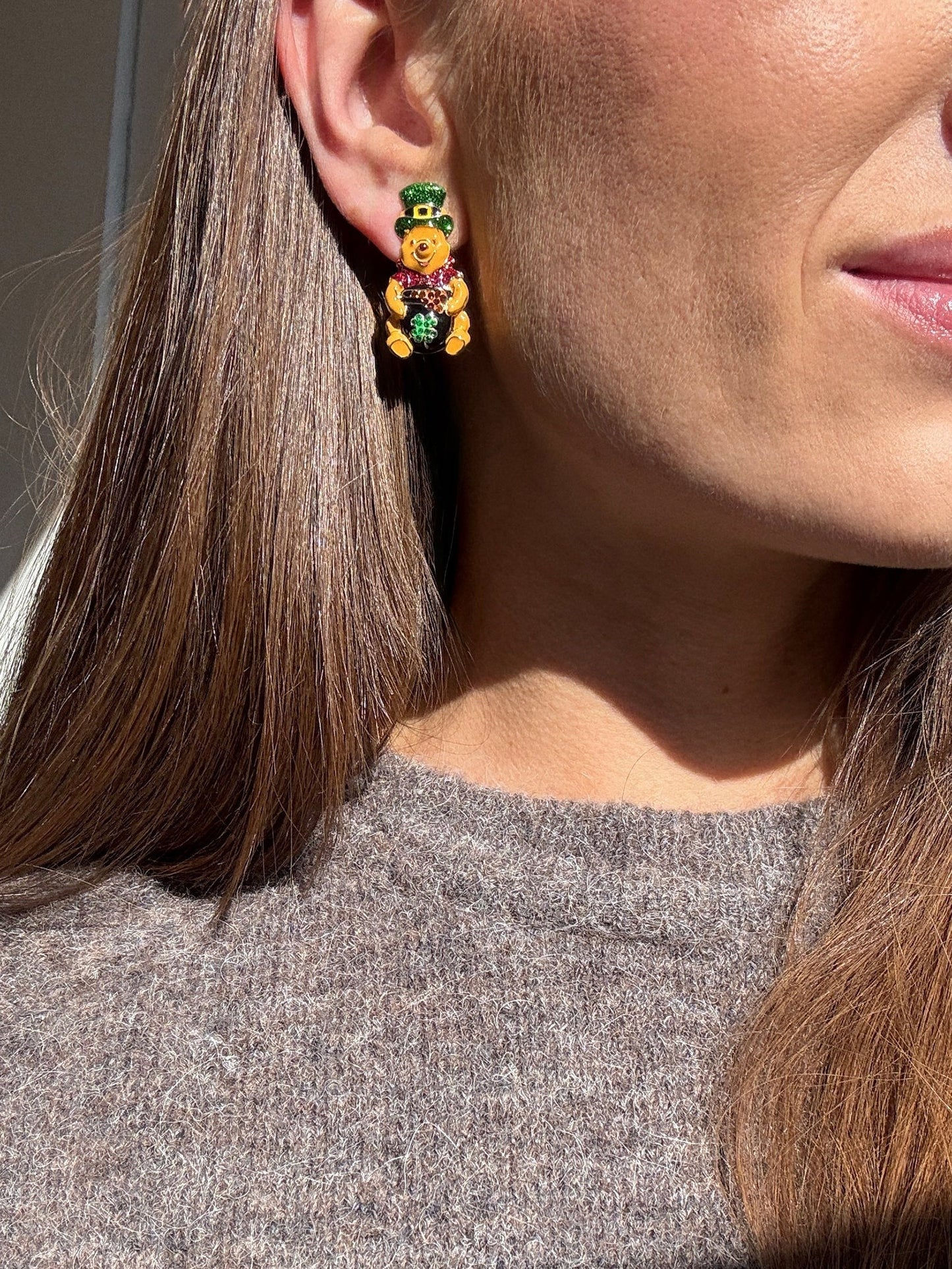 Disney Winnie The Pooh St. Patrick’s Day Earrings - Winnie The Pooh