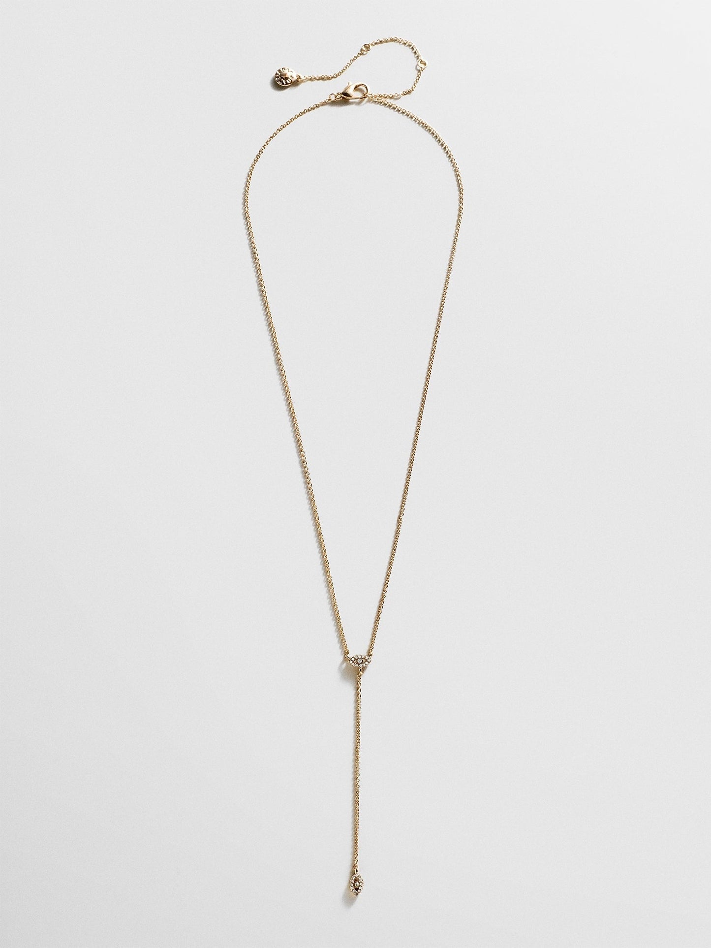 Evil Eye Lariat Necklace - Gold/Pavé