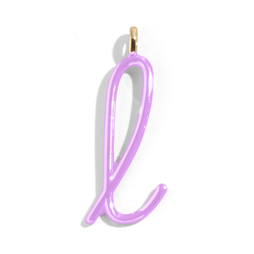 Custom Lilac Enamel Script Letter Charm - L