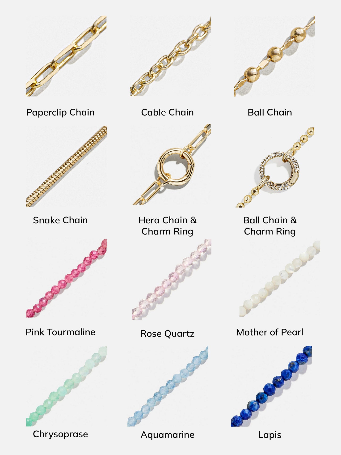Cluster Charm Necklace Chain - Ball Chain & Charm Ring