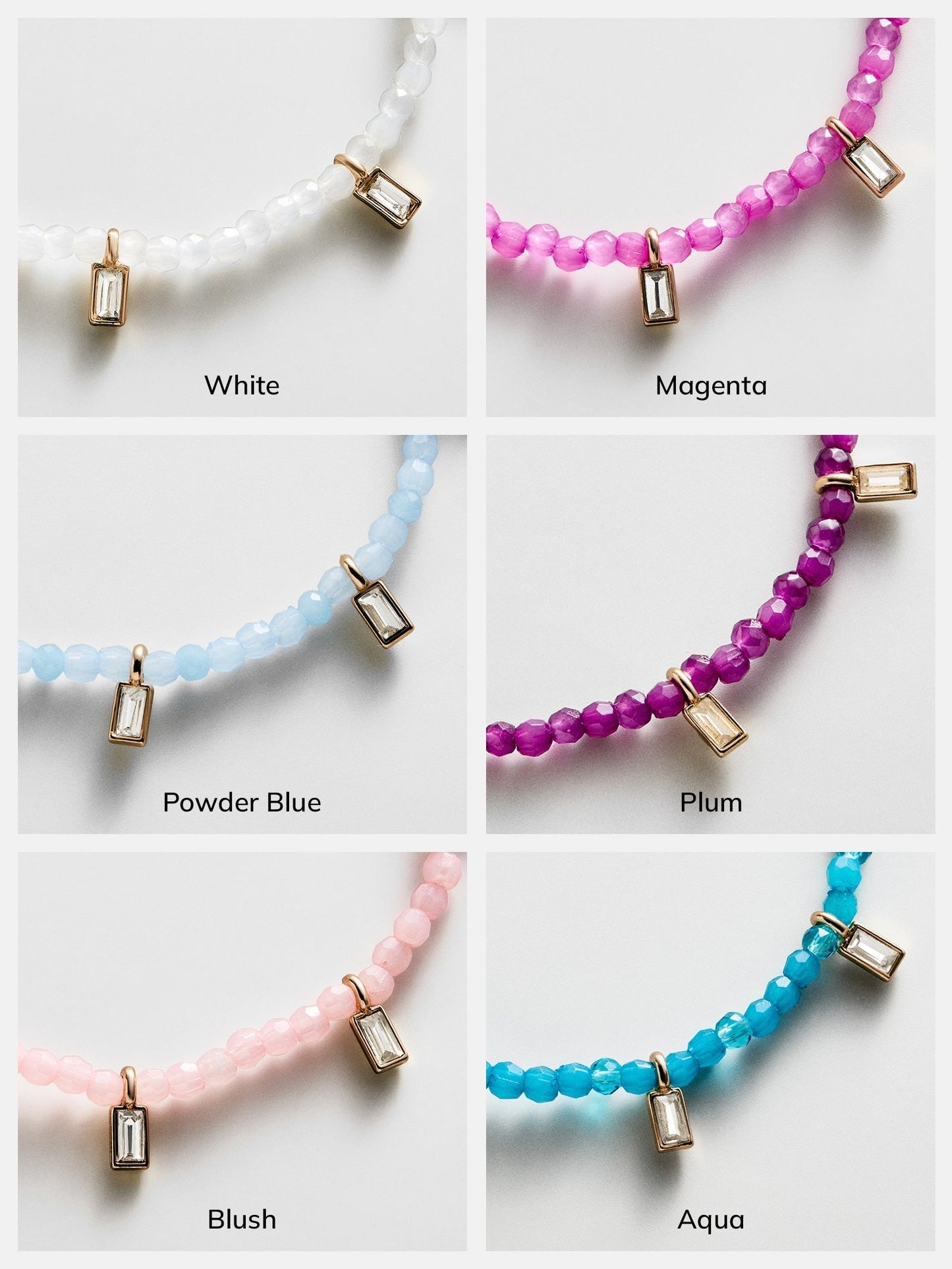 Crystal Beaded Bracelet - Magenta