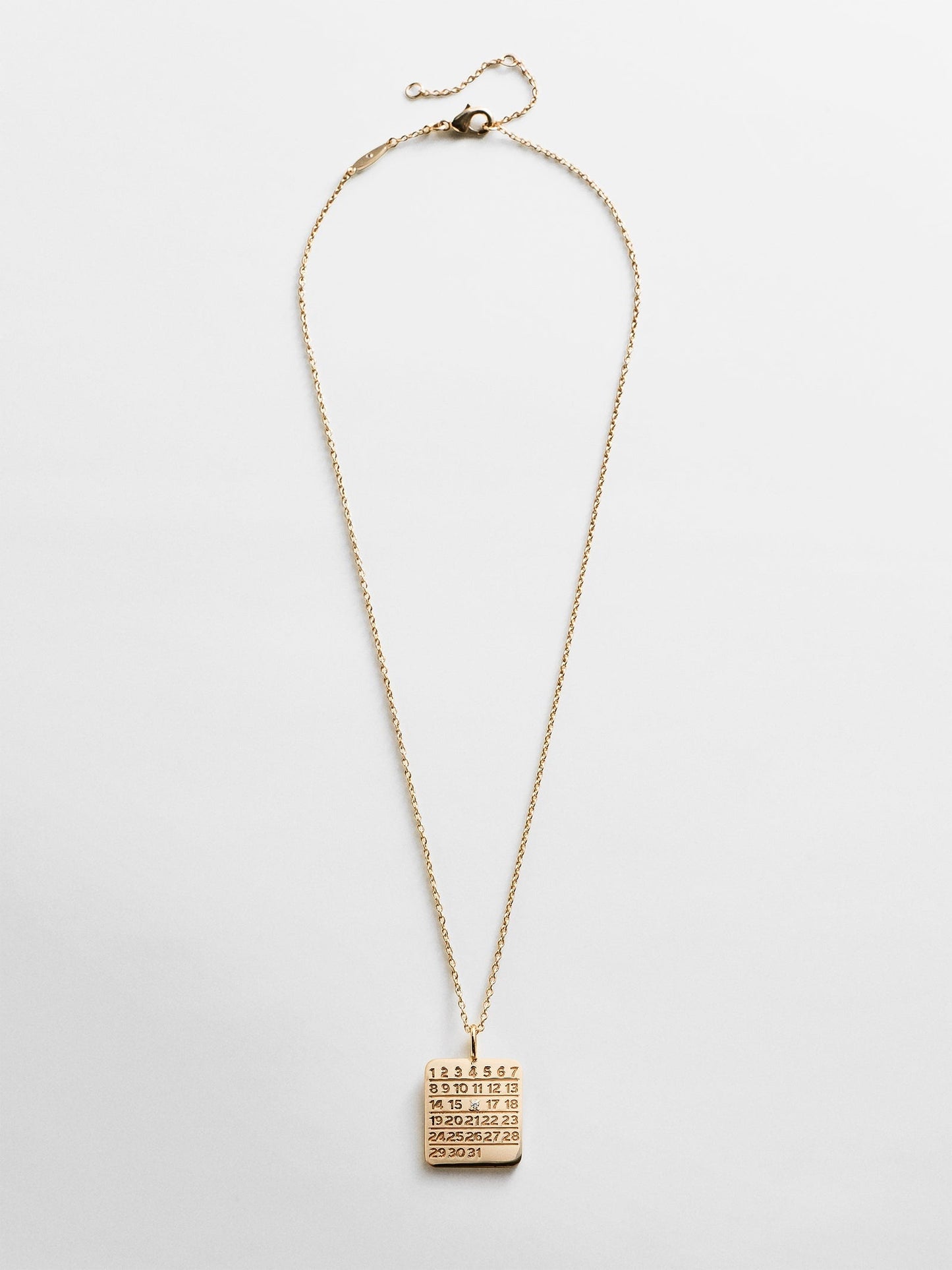 Save the Date Custom Calendar Pendant Necklace - Gold/Pavé