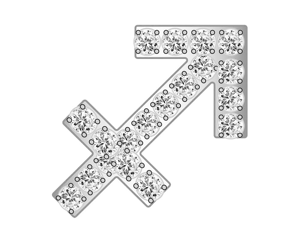 Sagittarius Mini Zodiac Icon - Pavé/Silver