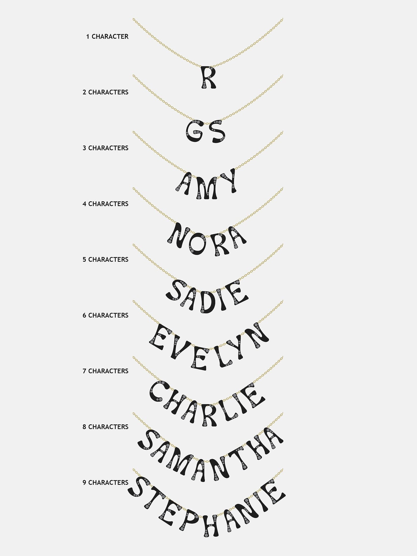 Organic Letter Custom Necklace - Gold/Pavé