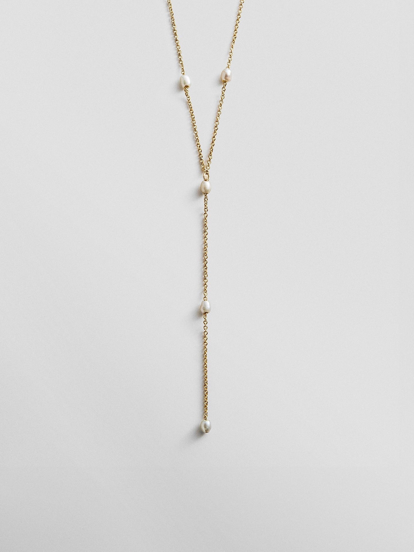 Juliet Pearl Lariat Necklace - Gold/Pearl
