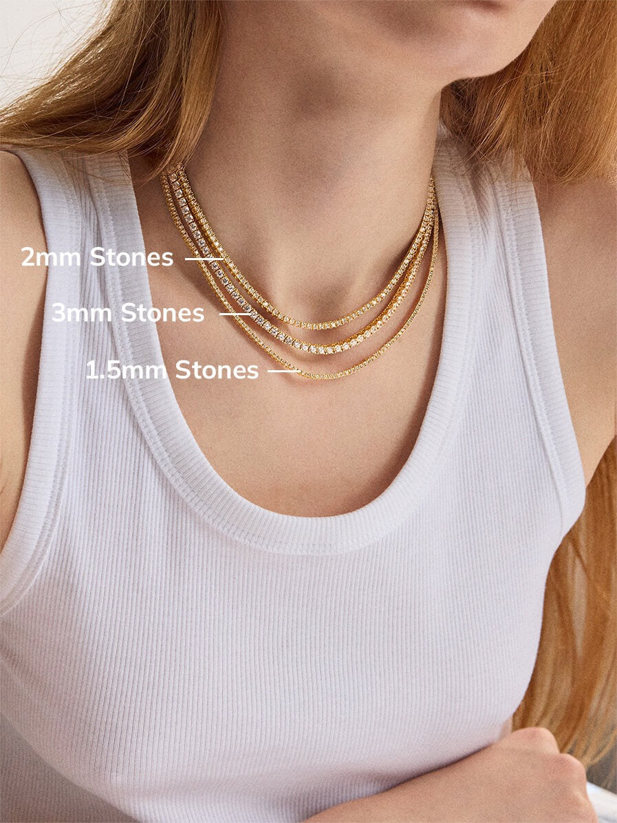 Billie Gold Tennis Necklace - Gold Plated Brass