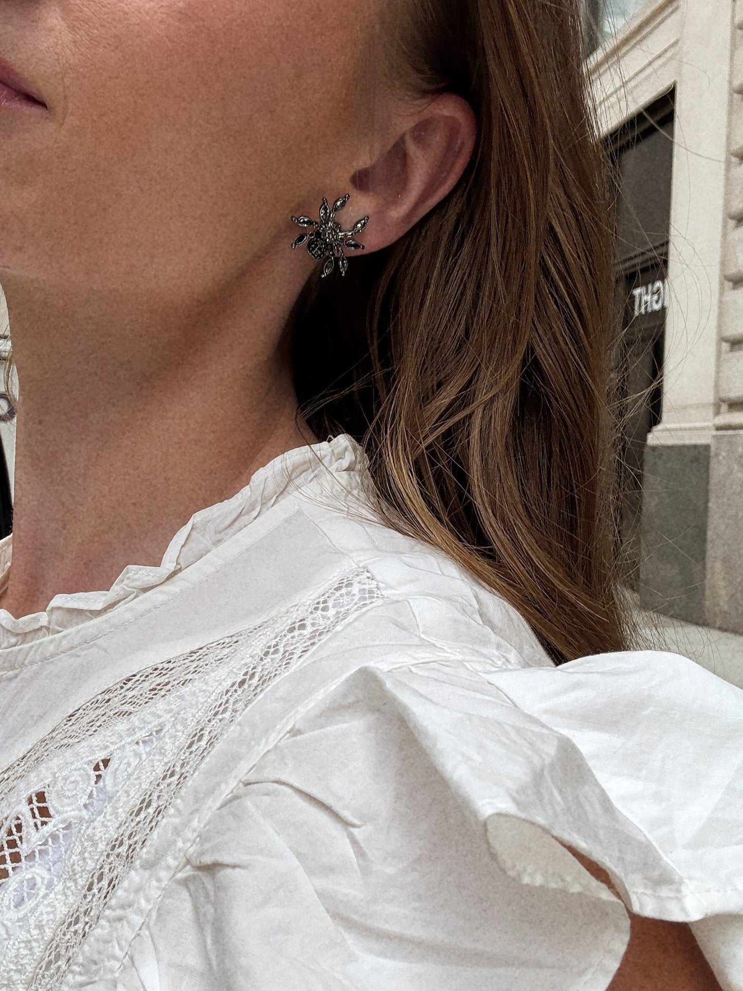 Crystal Creepers Spider Earrings - Black Spider