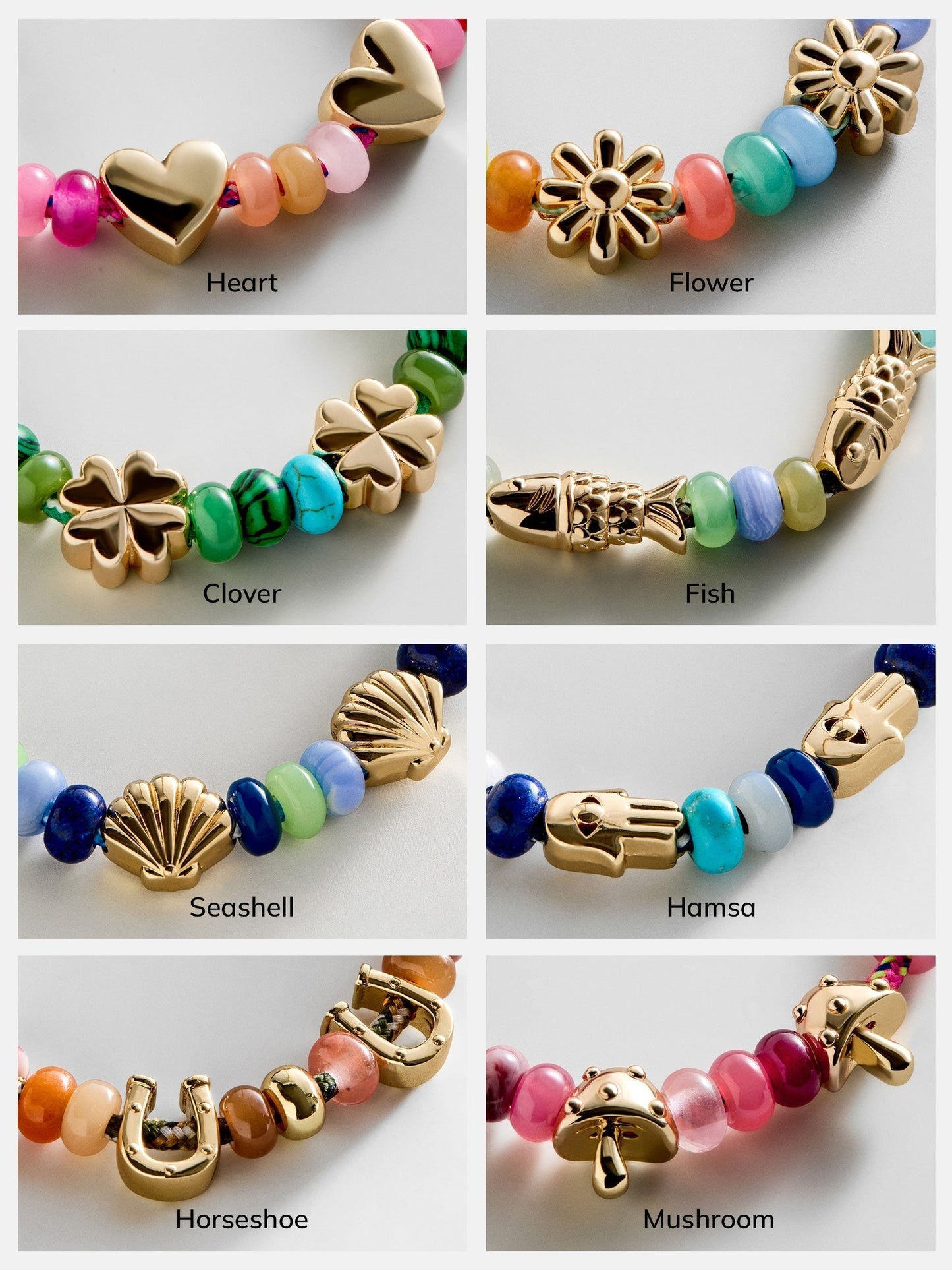 Happy Here Beaded Bracelet - Hamsa