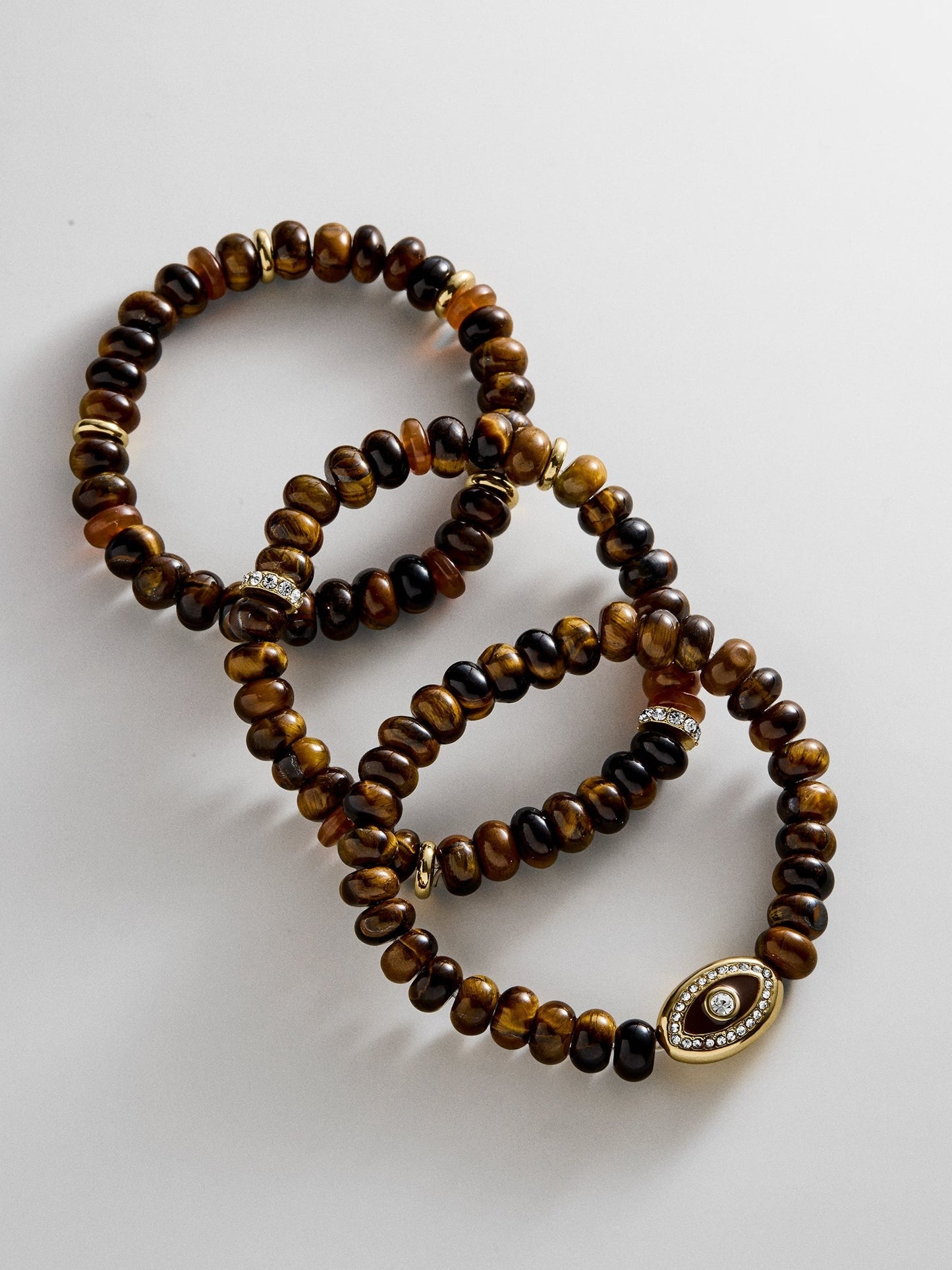 Energy Aligned Evil Eye Bracelet Set - Tiger's Eye