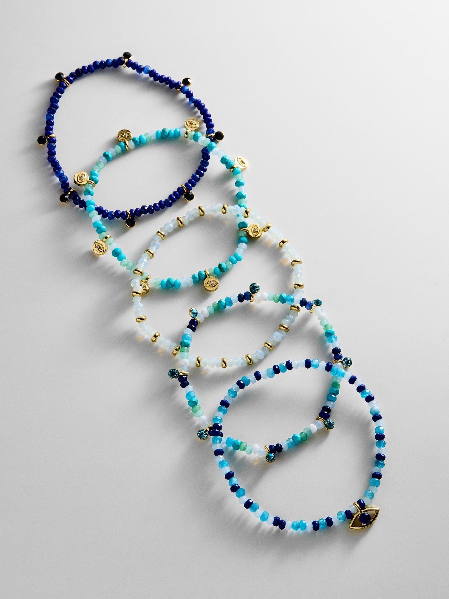 Indya Evil Eye Layered Bracelet Set - Blue Multi