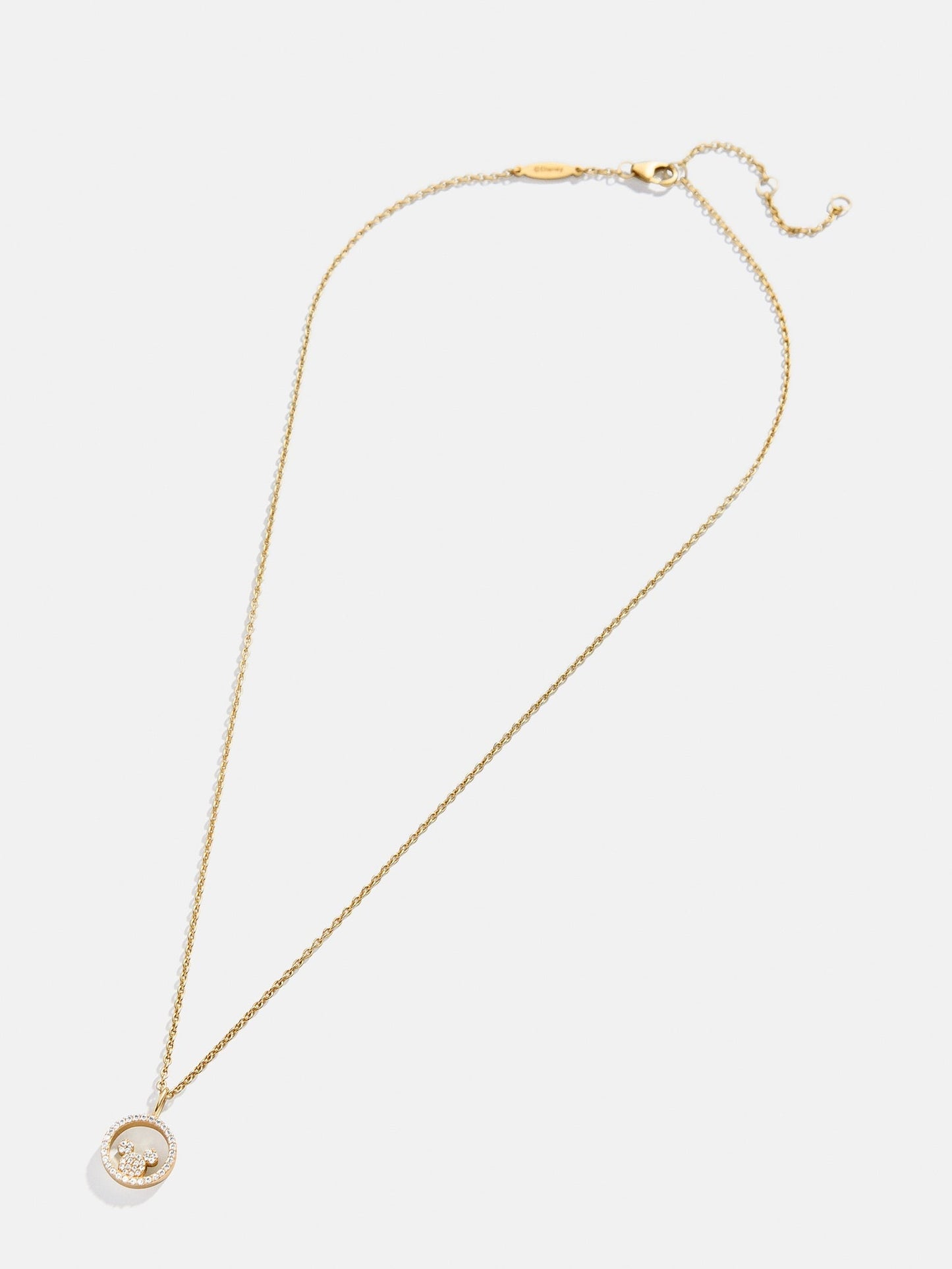 Disney Mickey Mouse 18K Gold Plated Sterling Silver Outline Pendant Necklace - Gold/Pavé