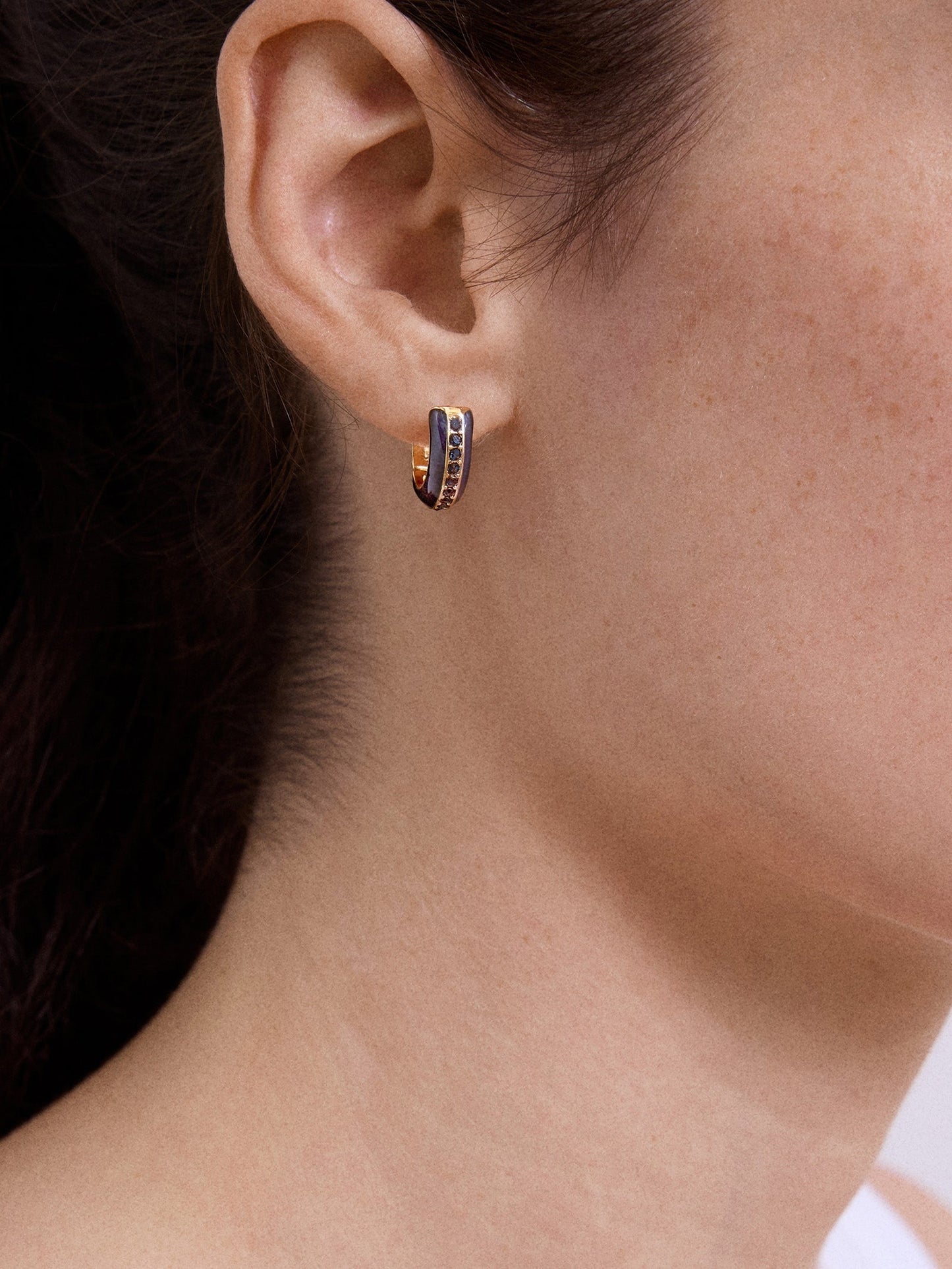 Game Day Enamel Huggie Earrings - Navy