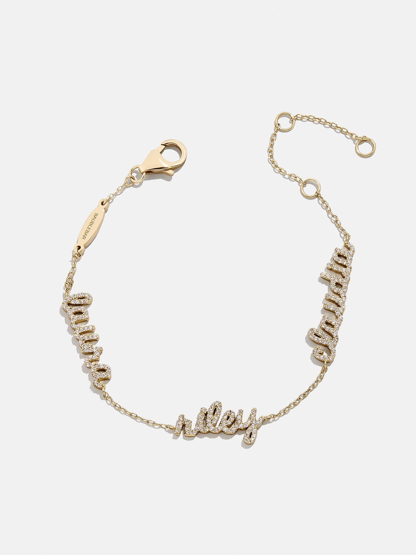 14K Gold/Pavé Custom Script Multi Name Bracelet - 3 Names