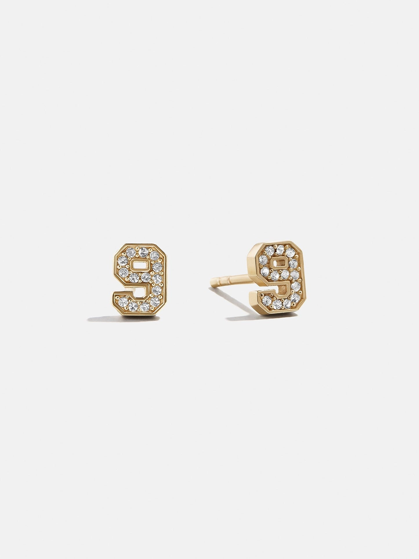 Varsity Number Custom Stud Earrings - Gold Single Digit