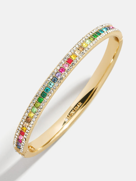 Helena Crystal Hinge Bangle - Gold/Multi