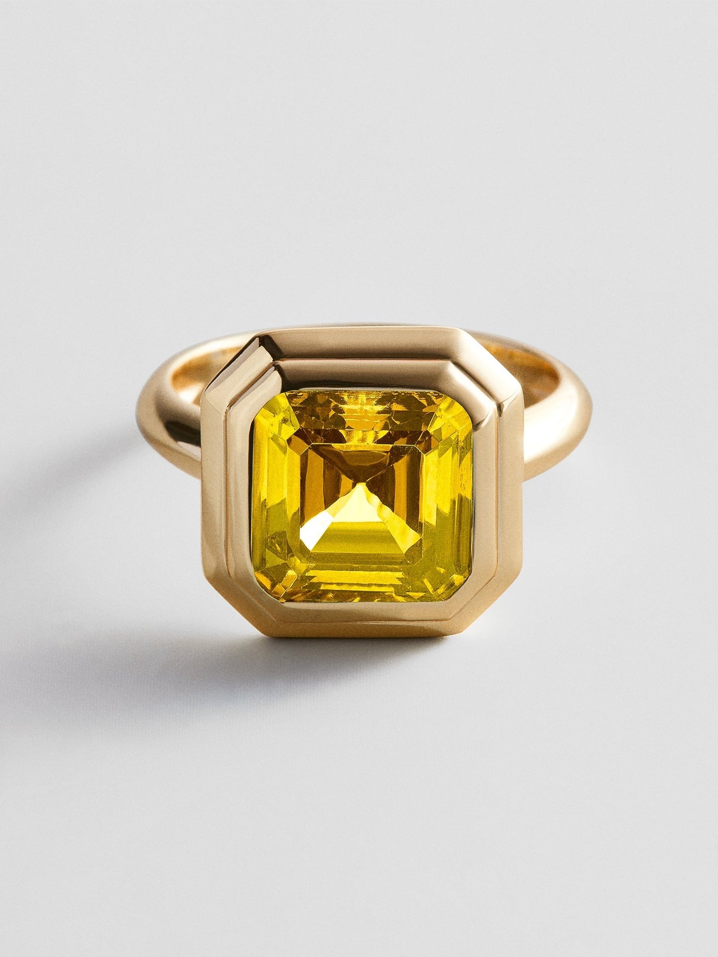 Gold Etched Bezel Custom Birthstone Ring - Topaz