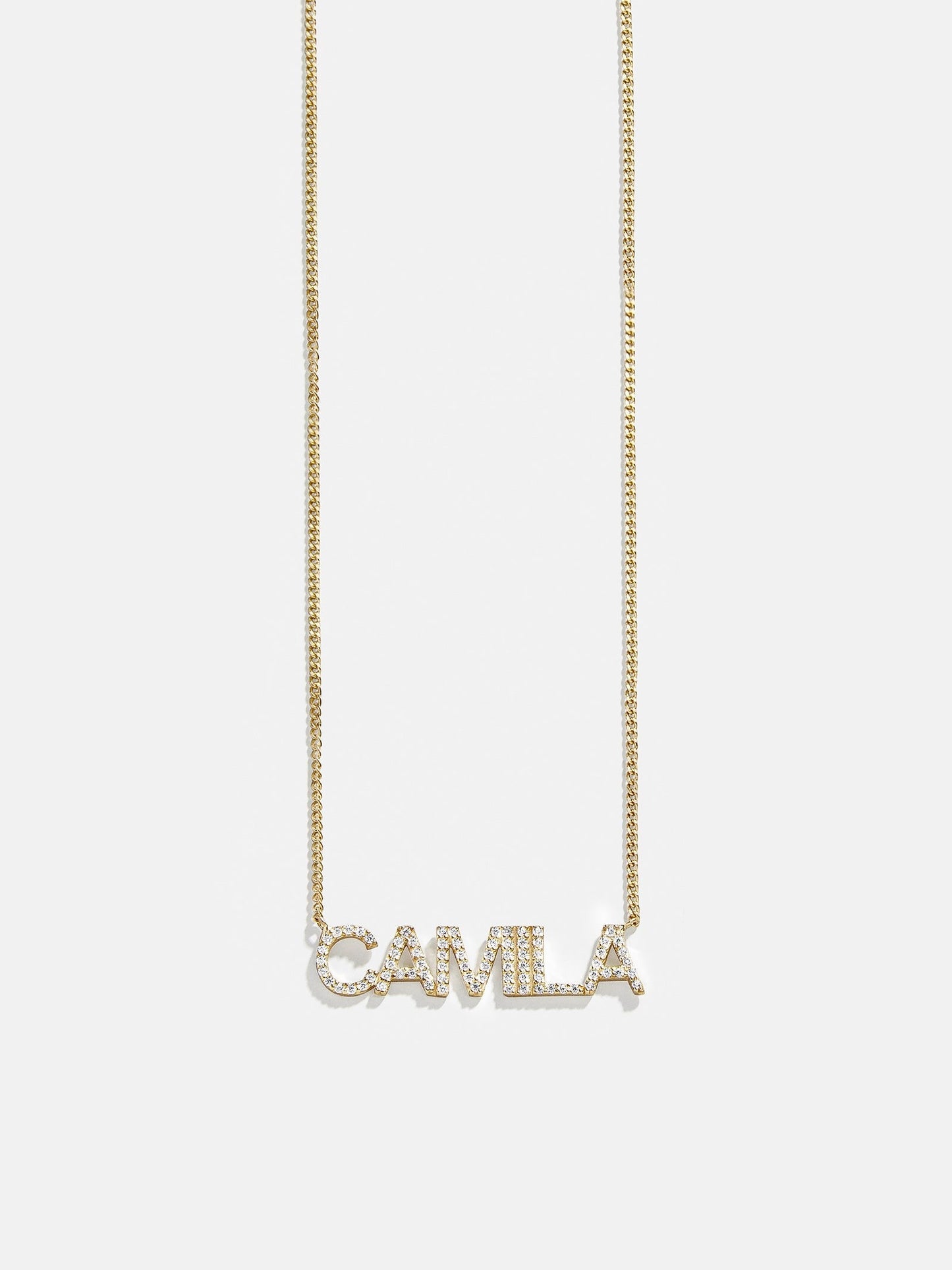 14K Gold Birthstone Custom Nameplate Necklace - Crystal