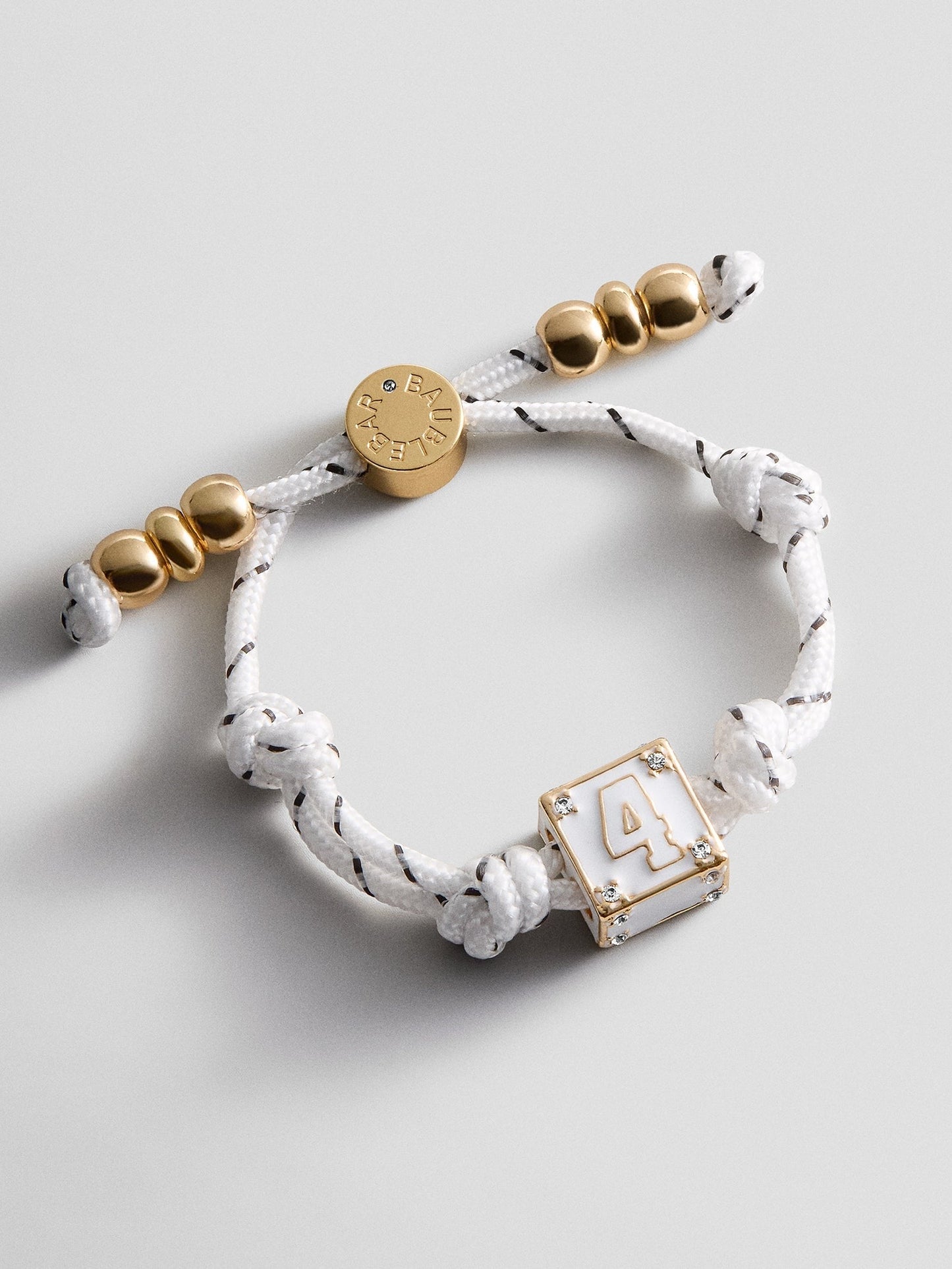 Block Party Varsity Number Custom Bracelet - White Single Digit