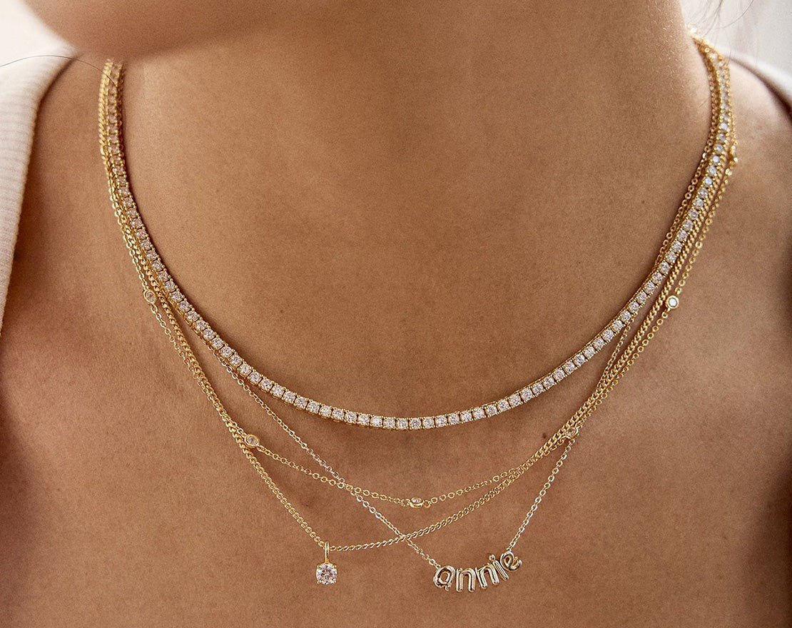 Bubble Letter Custom Necklace - Extra Small Bubble Letter
