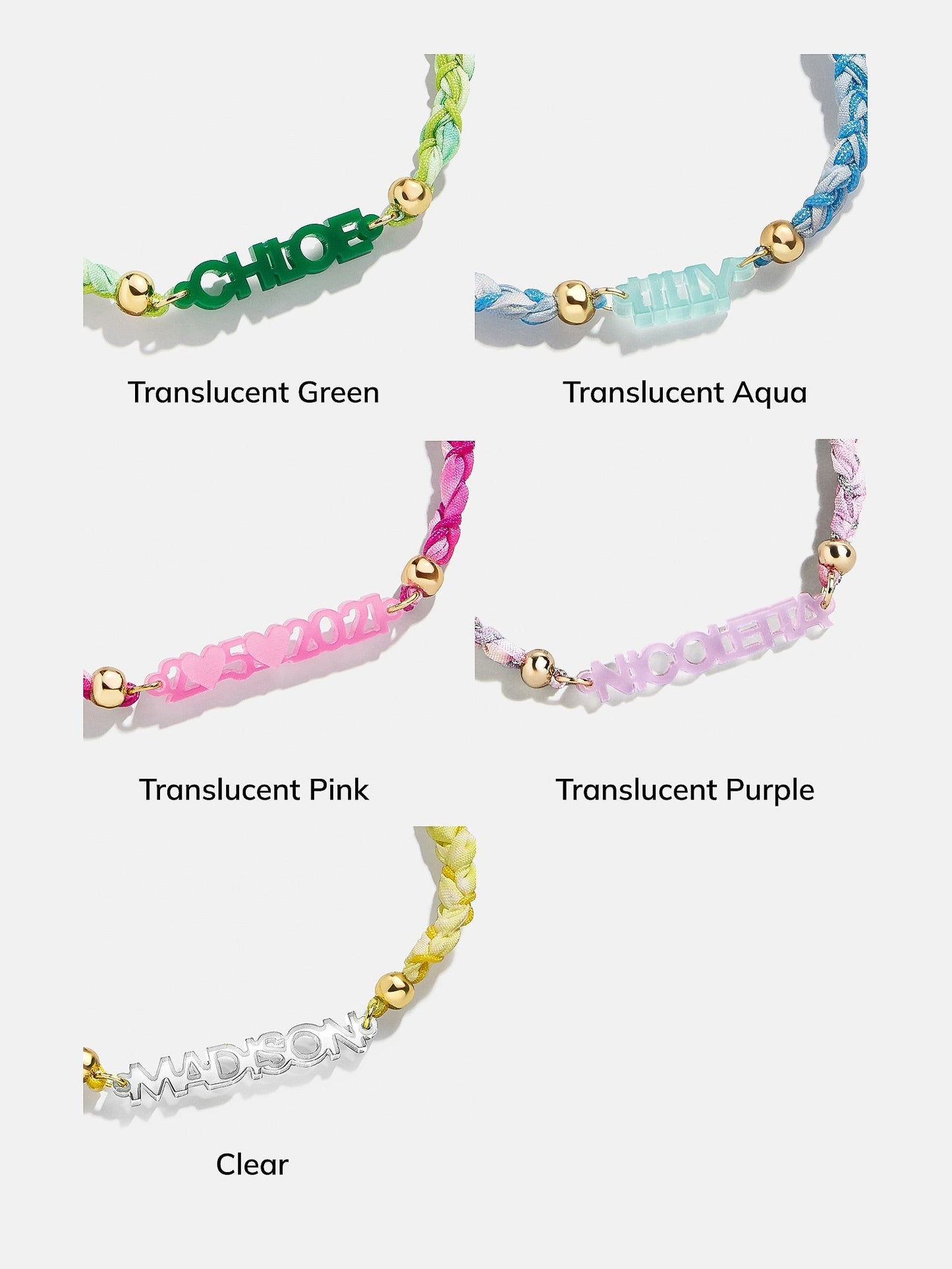 Acrylic Kids' Custom Nameplate Bracelet - Translucent Purple