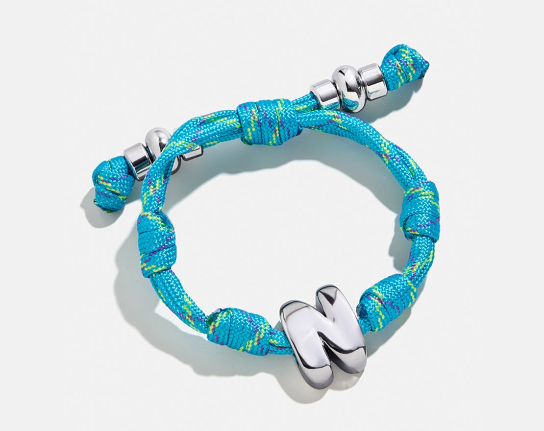 Knotty Initial Custom Bracelet - Aqua Single Letter