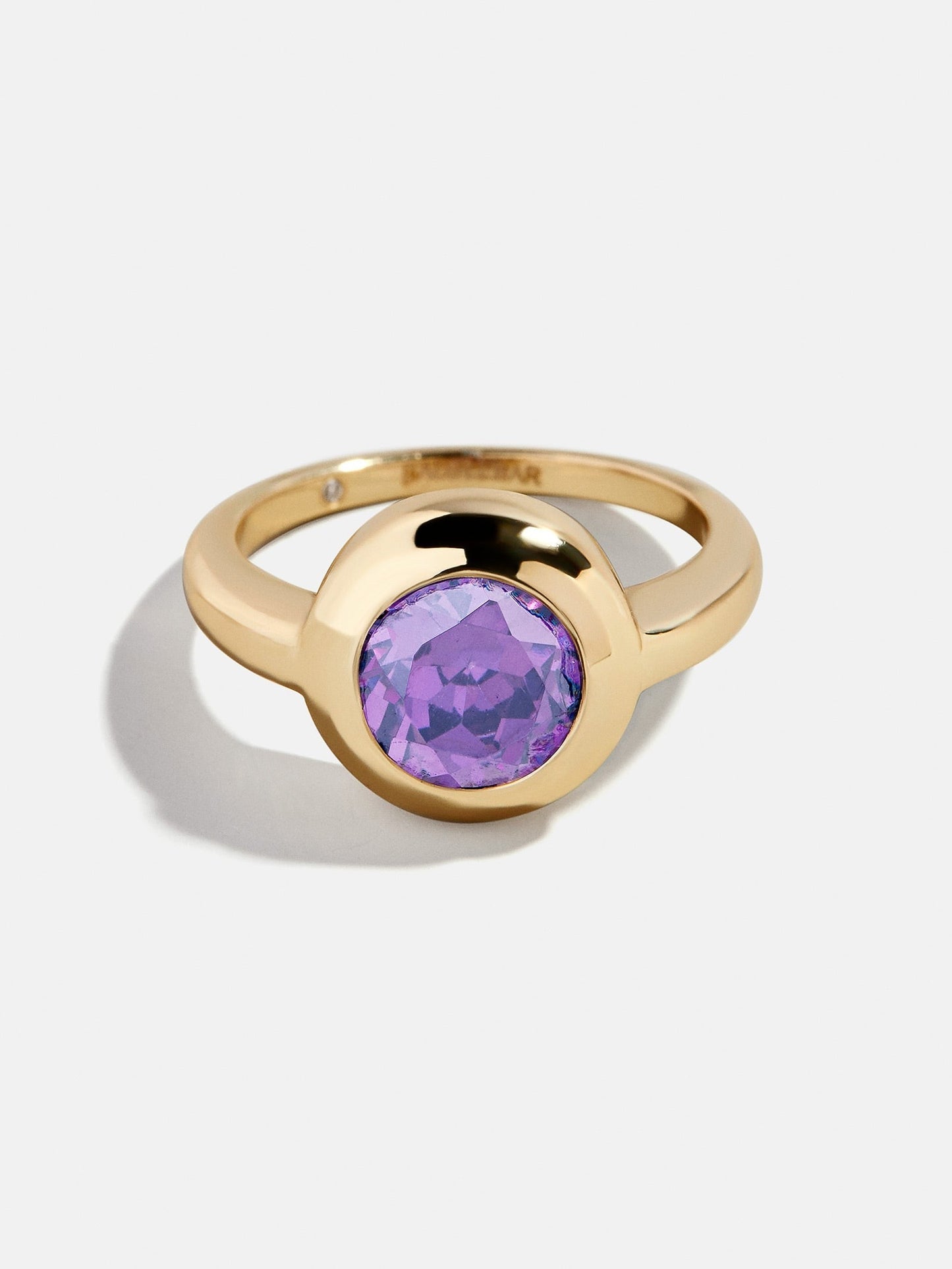 Gold Cubic Zirconia Custom Birthstone Ring - Light Amethyst