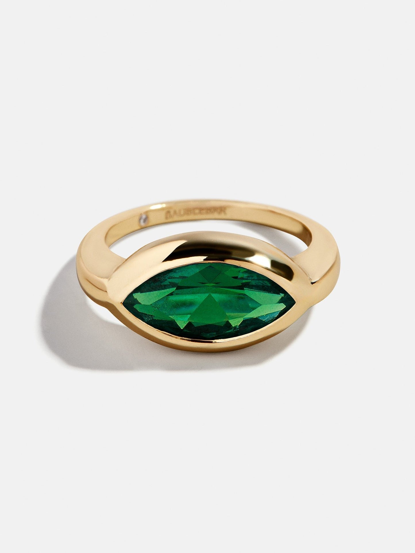 Gold Cubic Zirconia Custom Birthstone Ring - Emerald