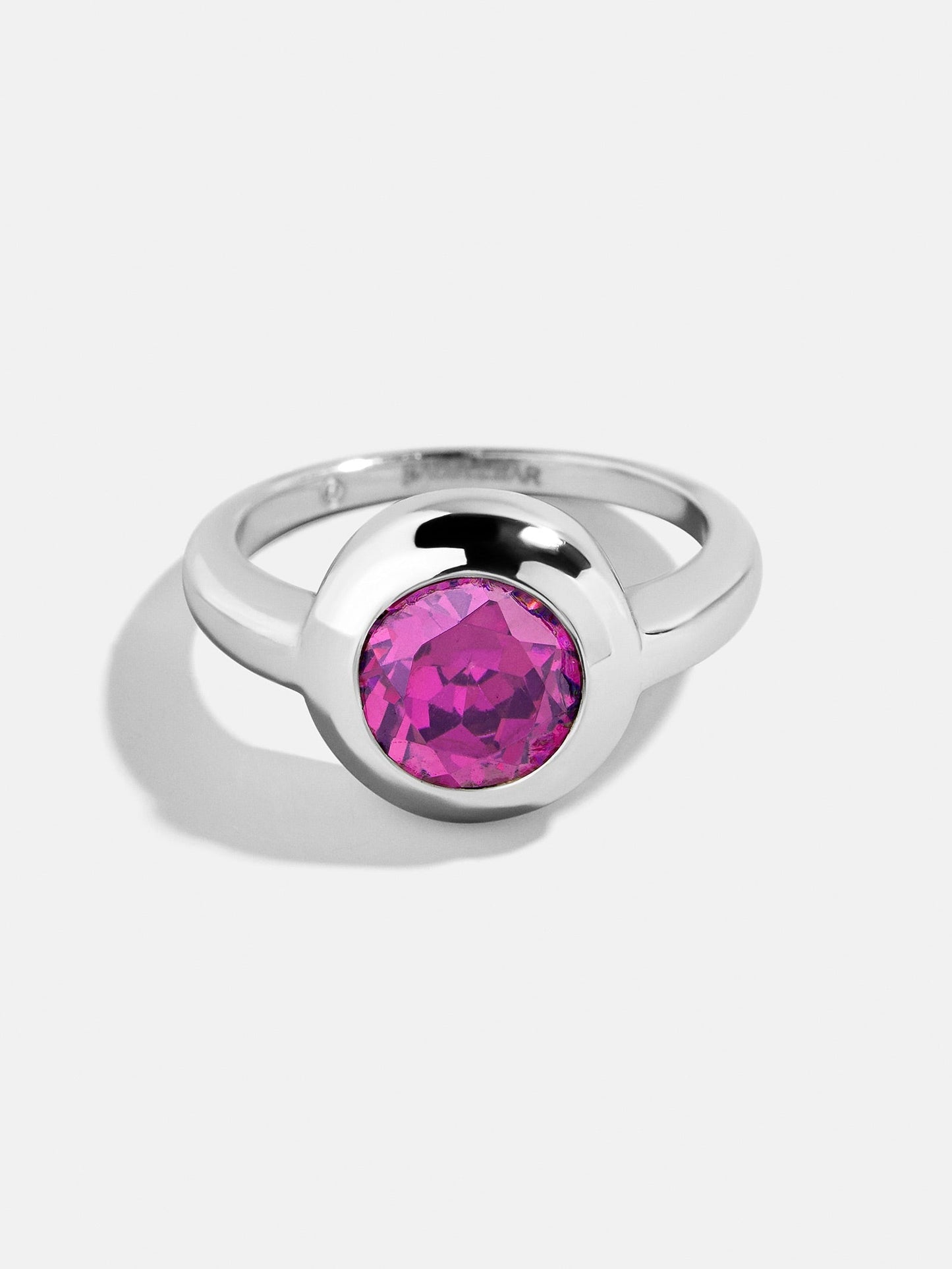 Silver Cubic Zirconia Custom Birthstone Ring - Rose