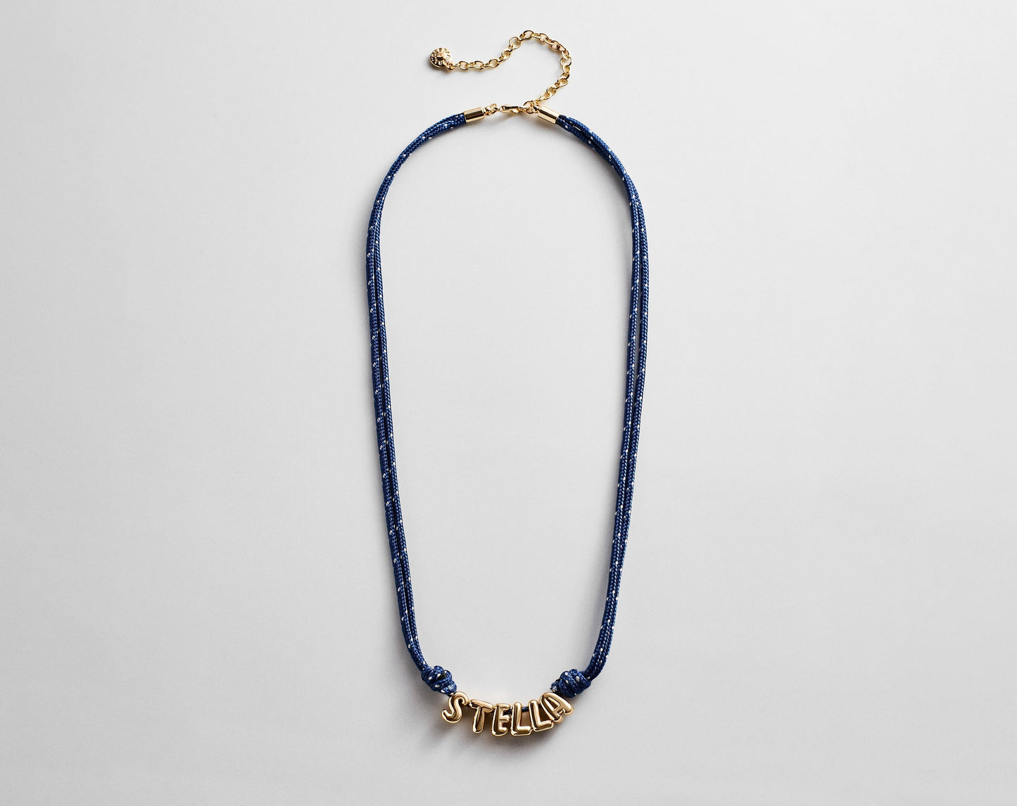 Bubble Letter Custom Paracord Necklace - Navy/White