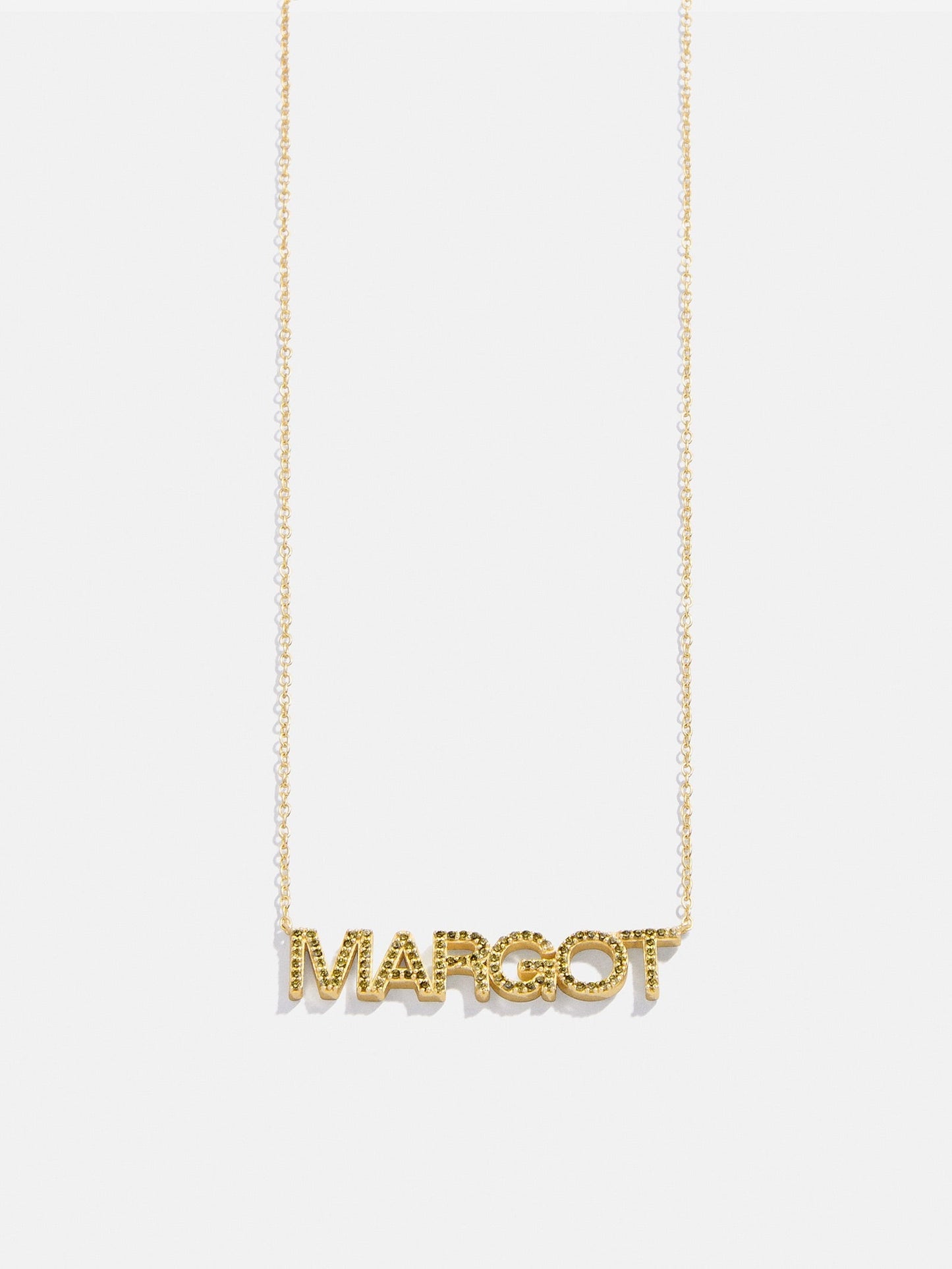 14K Gold Birthstone Custom Nameplate Necklace - Peridot