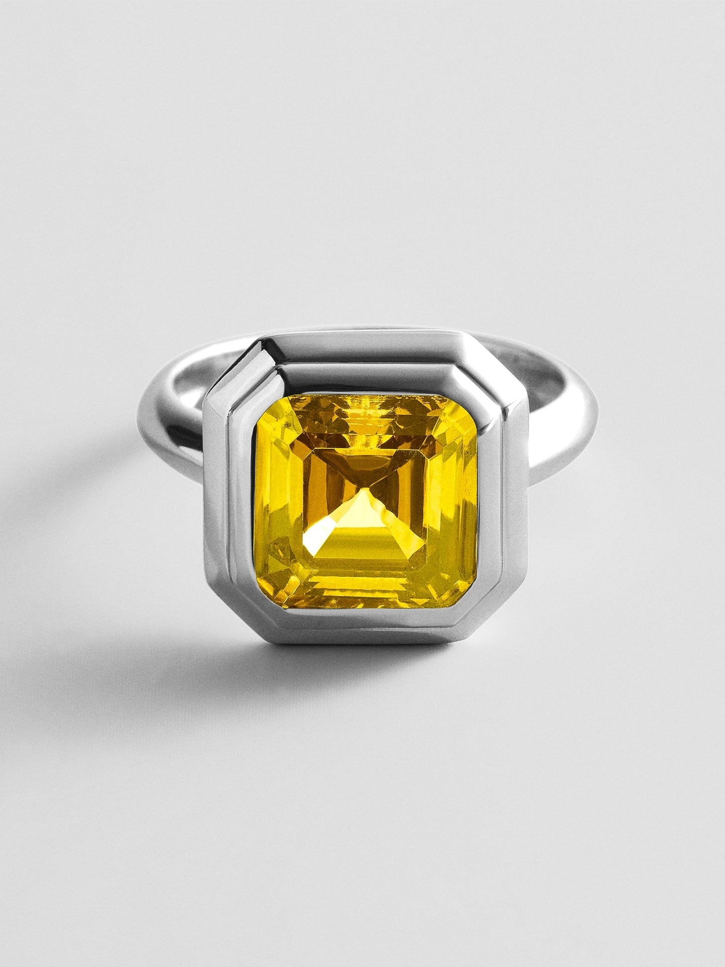 Silver Etched Bezel Custom Birthstone Ring - Topaz
